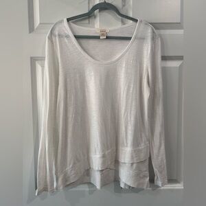 Sundance 100% Cotton Long Sleeve Layered Hem T-Shirt Women Sz L Nautical Beach